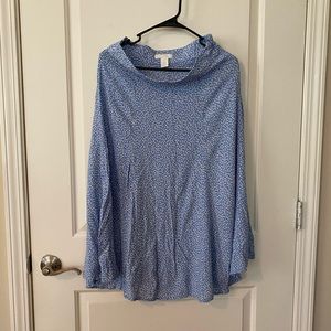 Blue floral maxi skirt with slit